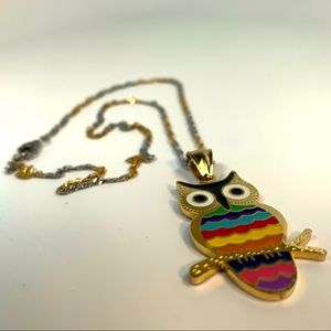 Stainless Steel Gold Plated Owl Charm